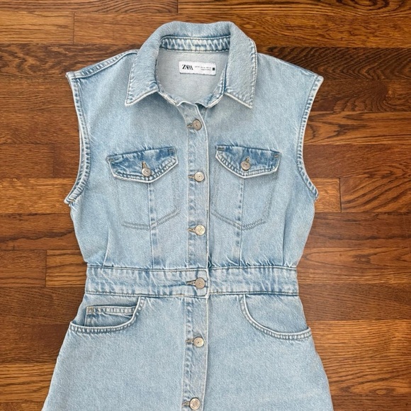 Zara blue denim mini dress - size XS - Picture 2 of 4